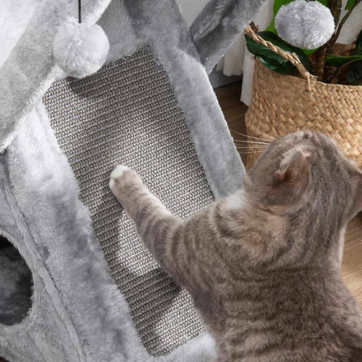 Image du produit PawHut Tour pour chats avec grotte et hamac (65 cm, Gris)