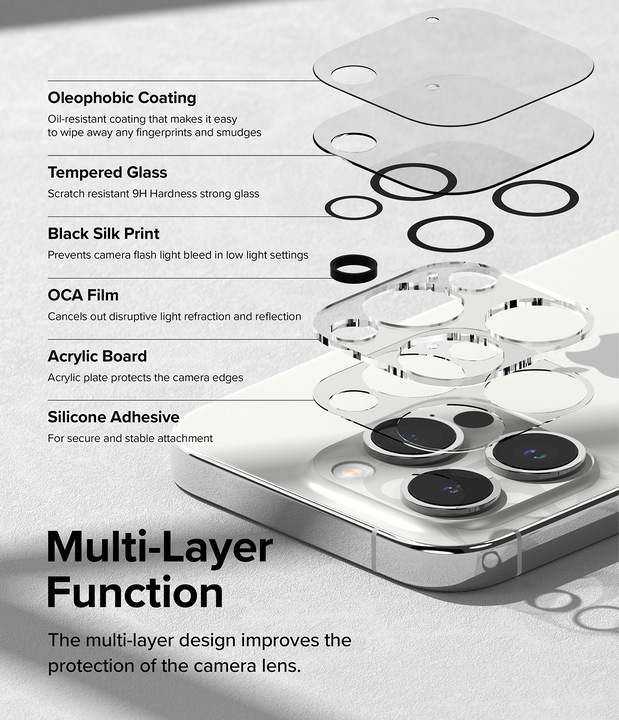 Actual product image Ringke iPhone 15 Pro Camera Styling Camera Island Protector Tempred Glass(2pcs) Transparent (2 Piece, Apple iPhone 15 Pro)