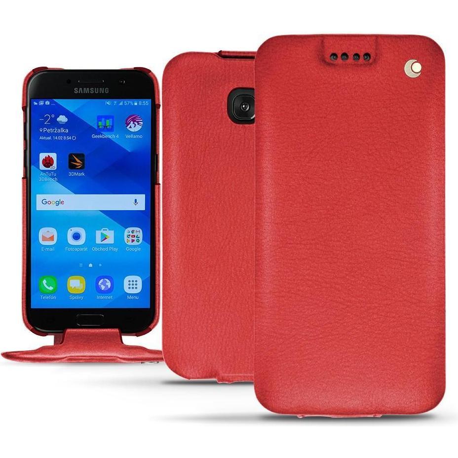 Noreve Lederschutzhülle vertikal (Samsung Galaxy A3 (2017)), Smartphone Hülle, Rot