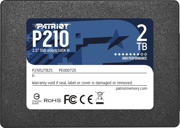 Patriot SSD||P210|2TB|SATA 3.0|Schreibgeschwindigkeit 430 MByte (2000 GB, 2.5")