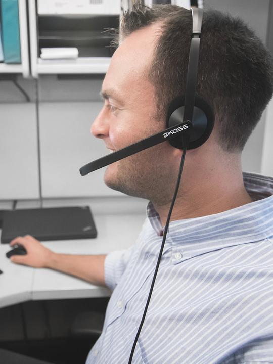 Actual product image Koss CS200i Communication Headsets, On-Ear, Wired, Microphone, Black (NC, Cable)