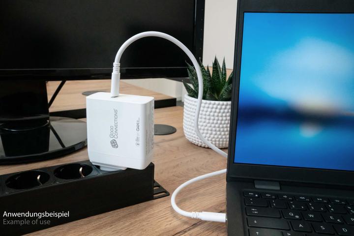 Produktbild Good Connections USB-Schnellladegerät 140W mit GaN-Technologie, 1-Port (USB-Câ„¢), PD 3.1, QC 5, PPS, inkl. 1,2m Lade (140 W)