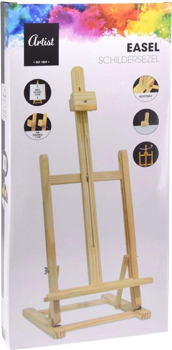 Actual product image Wooden painting easel, large, adjustable, 56 cm