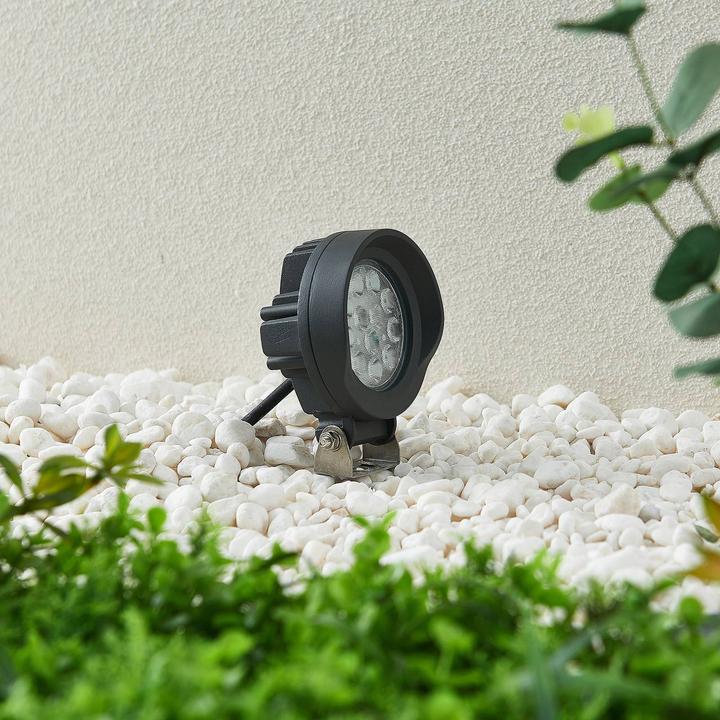 Actual product image Lindby Emar LED ground spike spotlight in dark gray (850 lm, IP65)