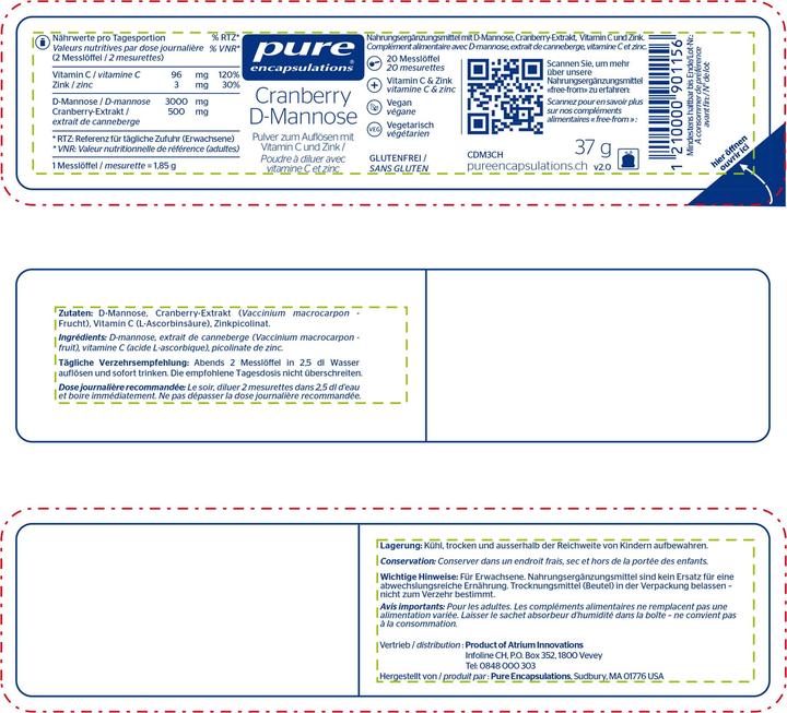 Produktbild Pure encapsulations Cranberry D-Mannose (1 Stück, Pulver, 37 g)