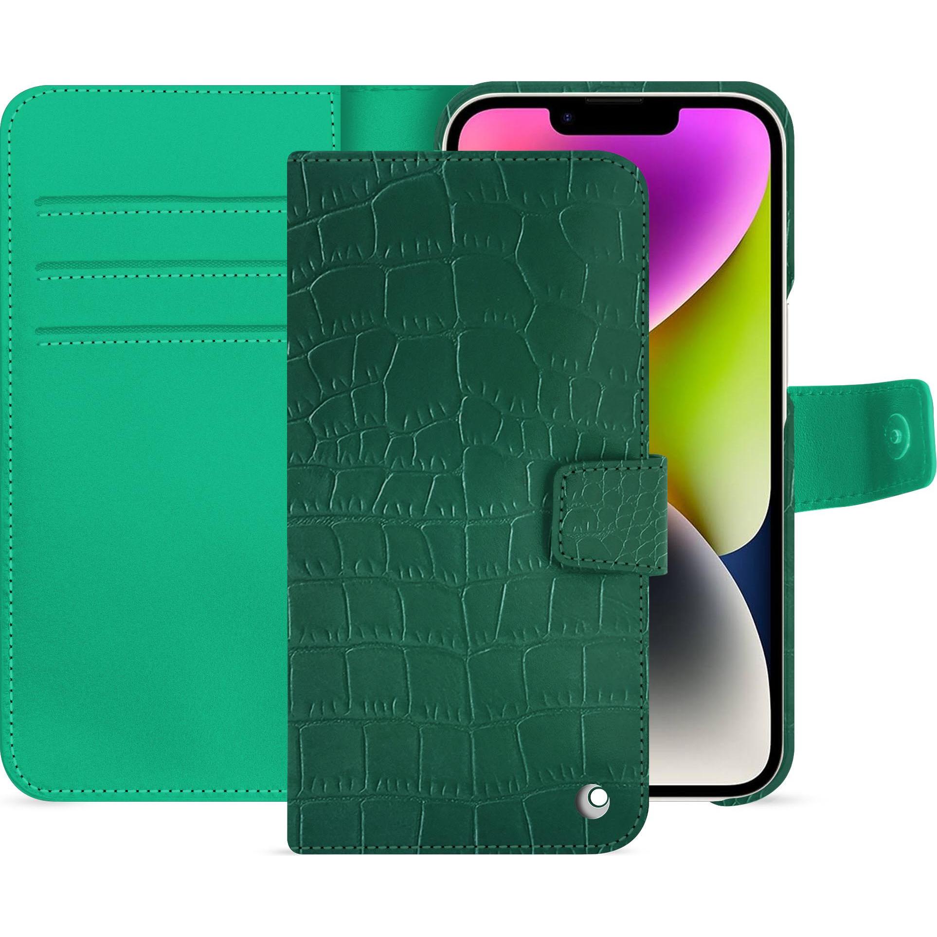 Noreve Lederschutzhülle Apple iPhone 15 Plus (Apple iPhone 15 Plus), Smartphone Hülle, Grün
