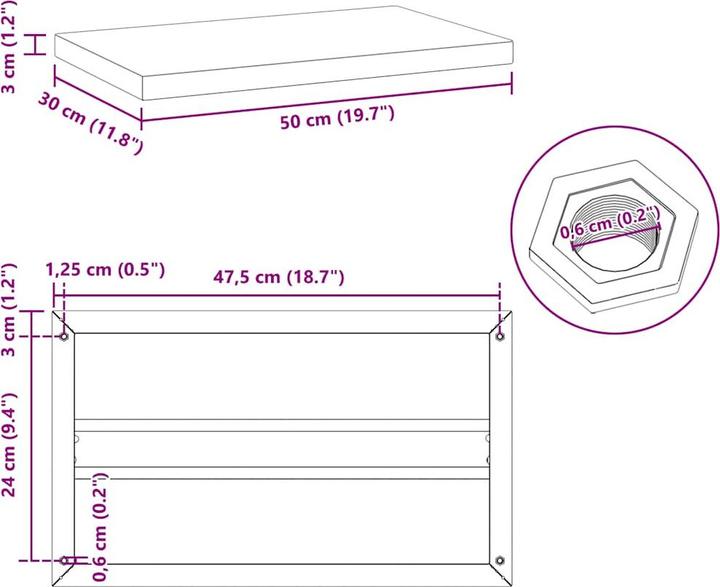 Image du produit vidaXL Étagères murales 2 pcs. Noble (50 x 30 x 3 cm)