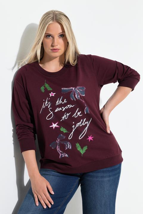 Produktbild Ulla Popken Weihnachts-Sweatshirt, Schleifen, Rundhals, Langarm (54)