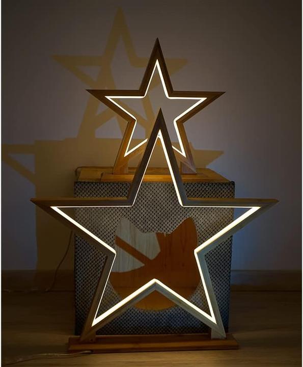 Actual product image Novaliv LED Star Lamps Economy Set 35 + 55cm Natural Wood Table Lamp LED with Power Cable SMD LED