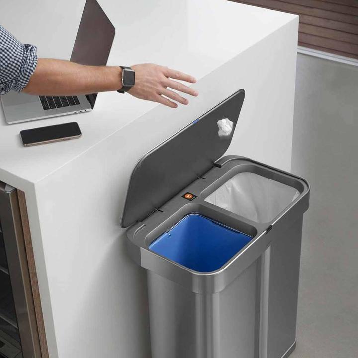 Actual product image Simplehuman Waste garbage can Dual Compartmen 25 l, silver (25 l)