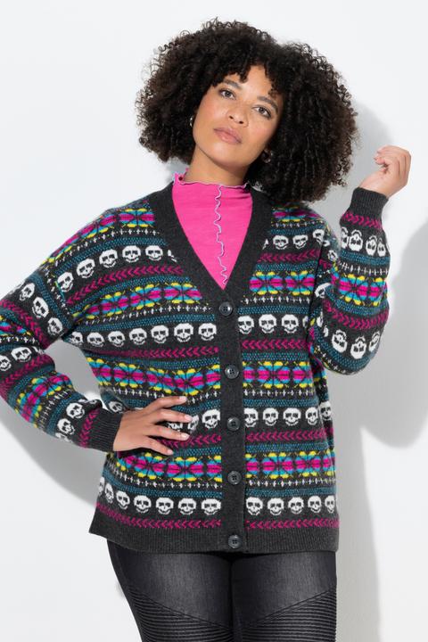 Produktbild Angel of Style Strickjacke, oversized, Totenköpfe, Ballon-Langarm (50, 52)