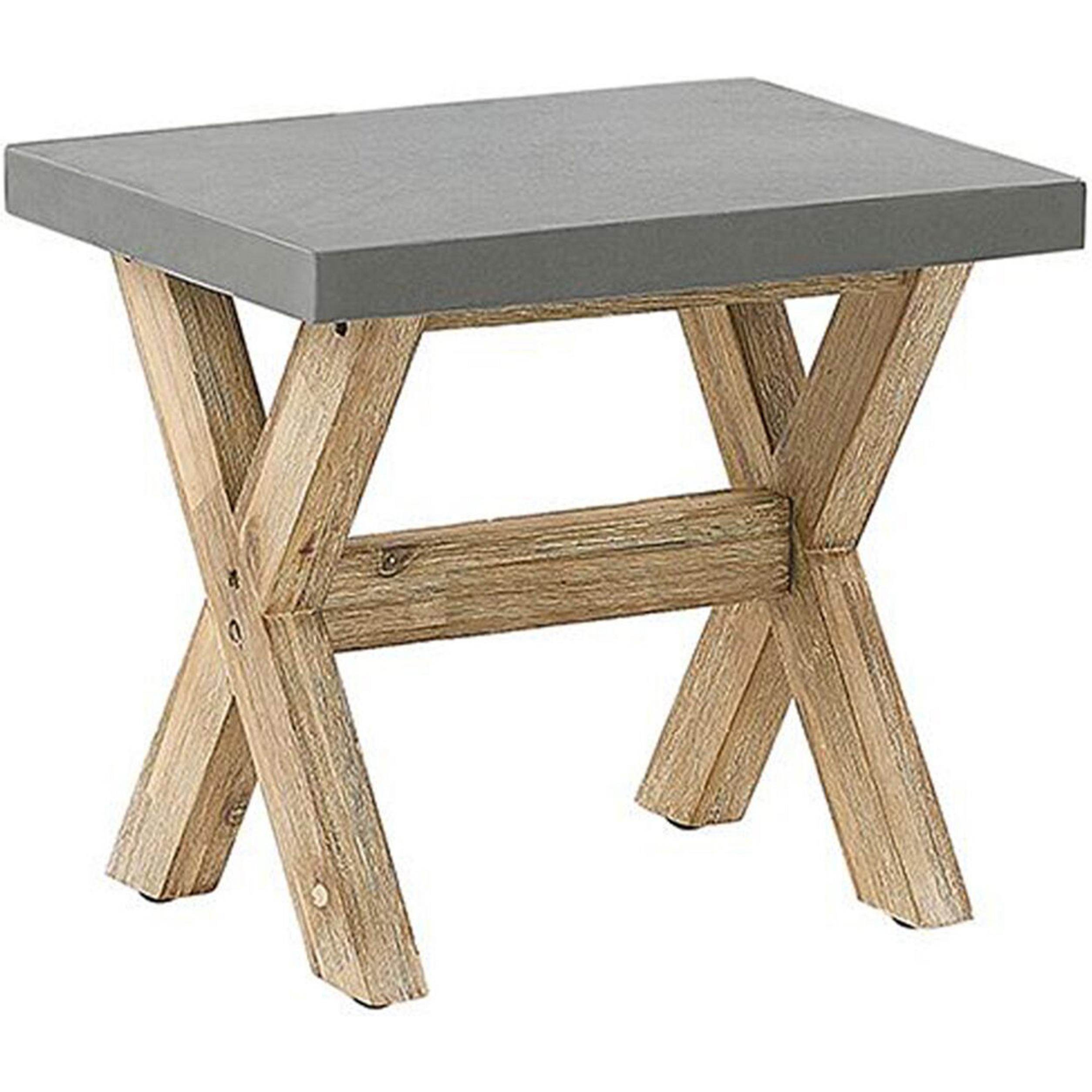 Beliani, Gartenstühle, Hocker Faserzement / Akazienholz grau / heller Holzfarbton OLBIA
