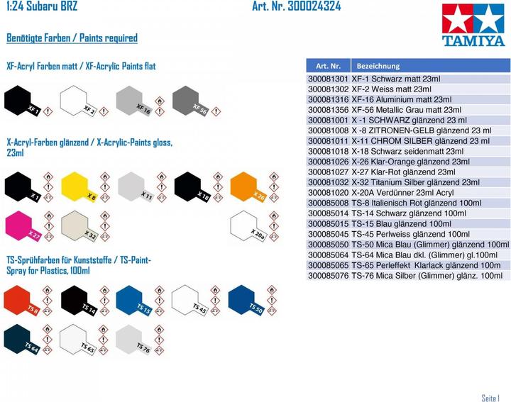 Actual product image Tamiya Subaru BRZ