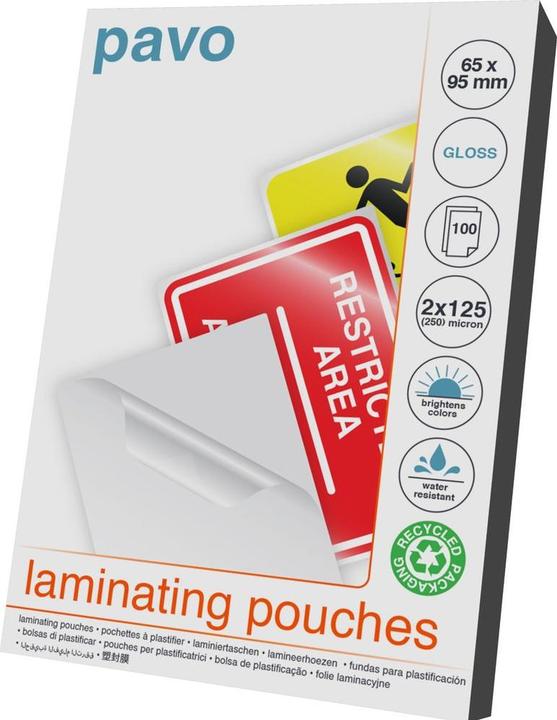 Actual product image pavo Laminating film 65 x 95 mm, 125 µm, 100 pieces, waterproof (65 x 95 mm, 100 pcs., 125 µm)