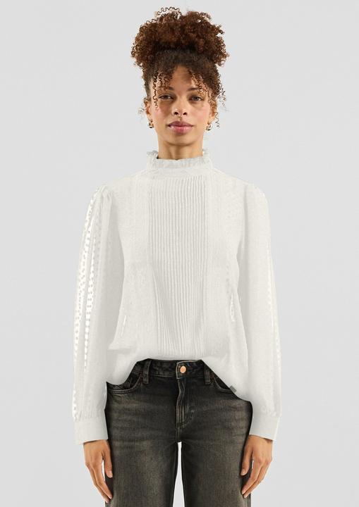 Immagine prodotto s.Oliver Bluse Transparente Chiffonbluse Biesen und Rüschen am Stehkragen (36)