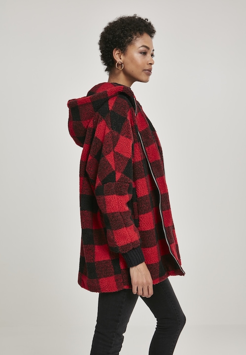 Actual product image Urban Classics Ladies Hooded Oversized Check Sherpa Jacket (S)