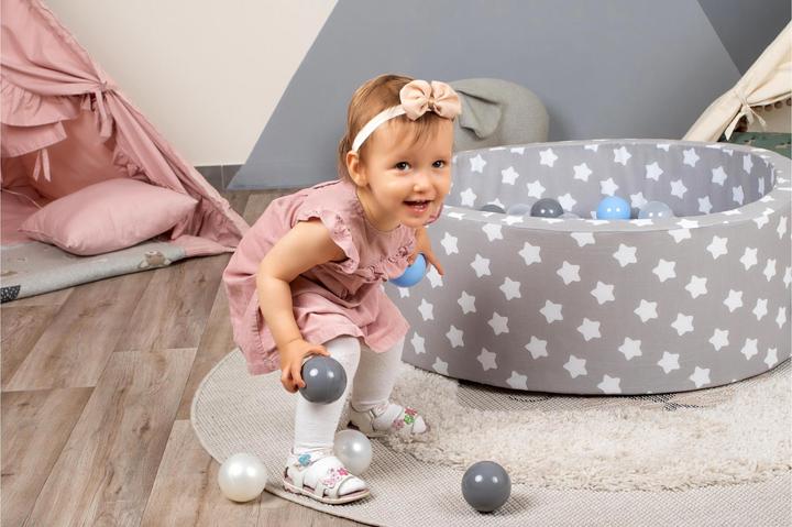 Actual product image Knorrtoys Bällebad soft - "Grey white stars" - 300 balls creme/grey/lightblue (ca. 6 Durchmesser)