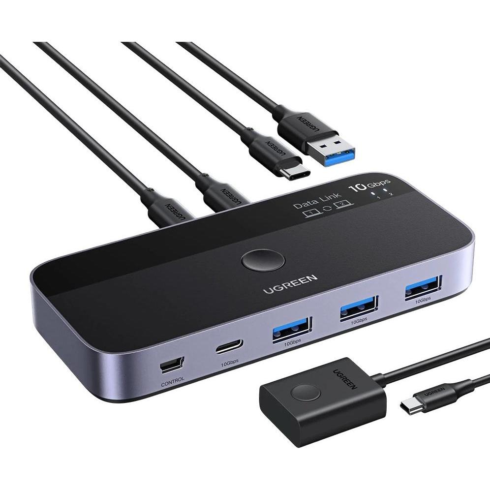 Ugreen Switch Przełącznik switch USB-C USB-A 10Gb/s - szary, Switch box