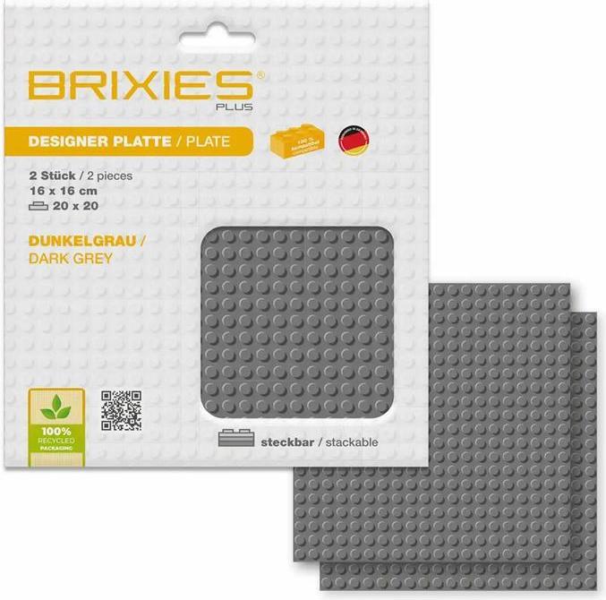 Actual product image Brixies Building board 20x20 Basic double pack dark grey