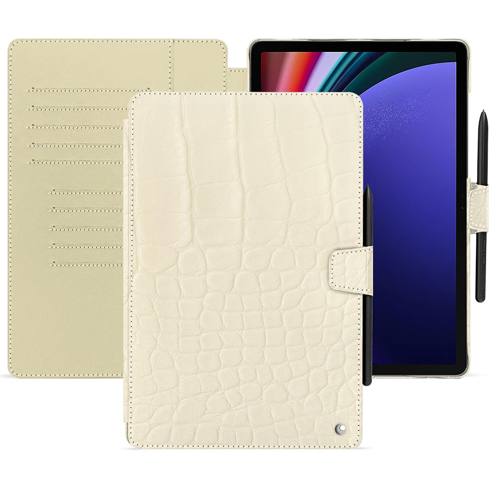 Noreve Lederschutzhülle Samsung Galaxy Tab S9+ (Galaxy Tab S9+), Tablet Hülle, Weiss