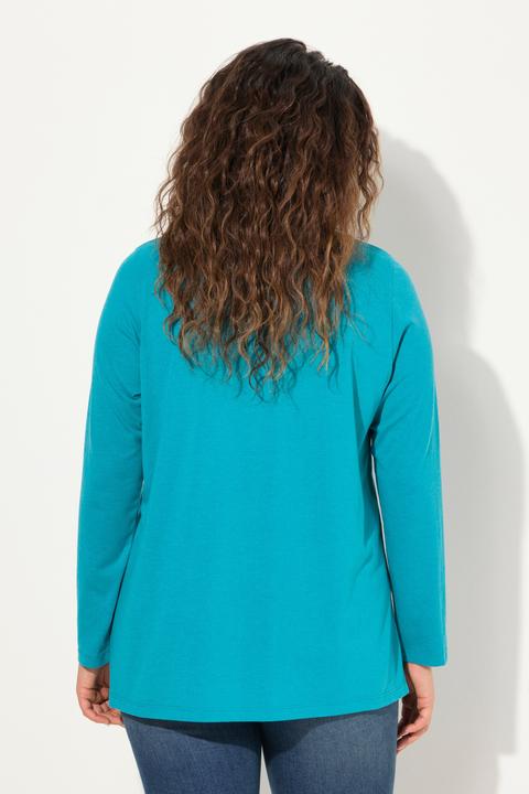 Immagine prodotto Ulla Popken Maglia dal taglio svasato con pieghe, perline, scollo a girocollo e maniche lunghe (46, 48)