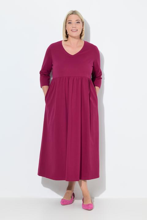 Produktbild Ulla Popken Jerseykleid, Empirenaht, V-Ausschnitt, 3/4-Arm, Taschen (50, 52)
