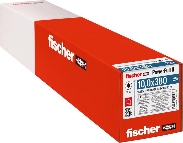 Produktbild Fischer PowerFull II 10,0x380 ZK TX VG blvz 25 (25 Schrauben pro Stück)