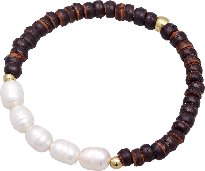 Produktbild Elli PREMIUM Armband Kokosnuss Perlen Süsswasserperlen 925 Silber (16 cm, 925 Sterling Silber vergoldet, Süsswasserzuchtperlen, No stone, Plastik)