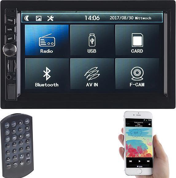 Creasono 2-DIN-MP3-Autoradio mit Touchdisplay und Farb-Rückfahrkamera (MirrorLink)