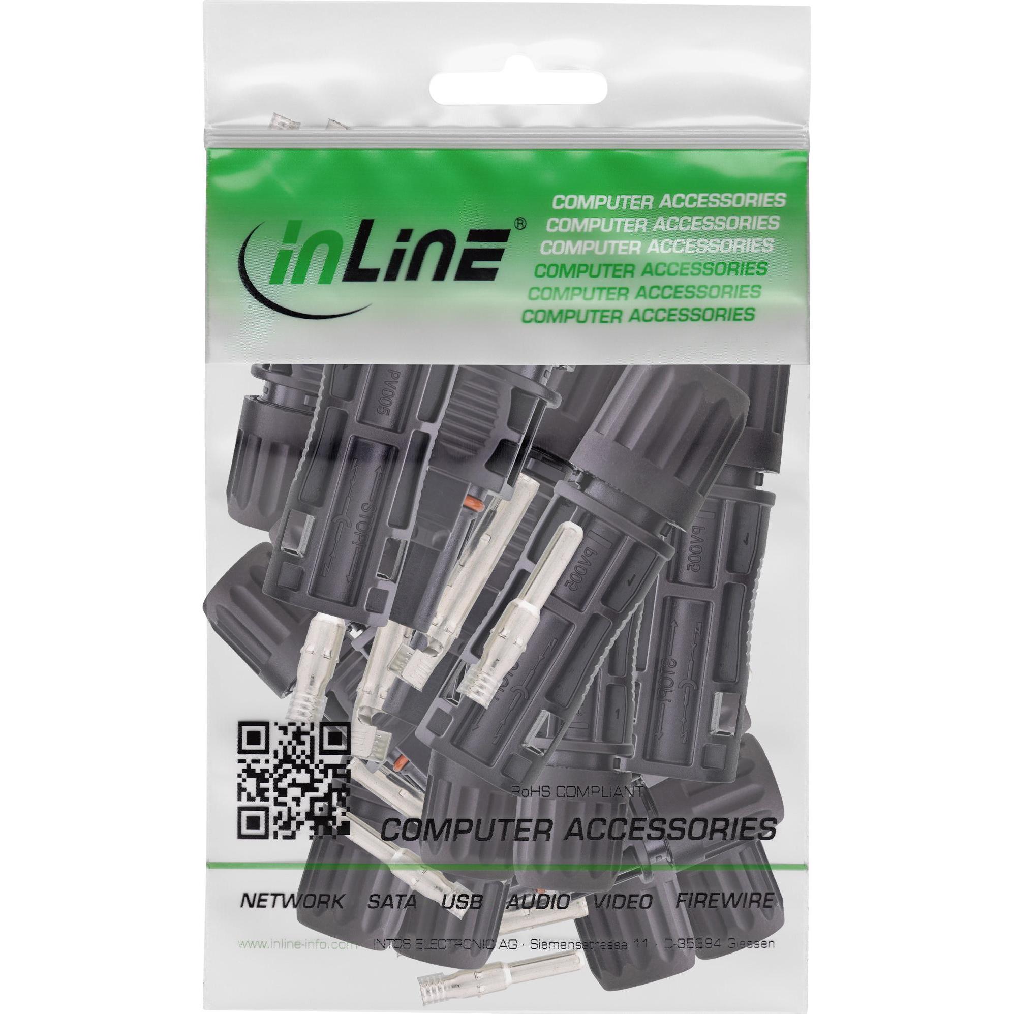 InLine, Zubehör Solarenergie, 10er Set  Solar Photovoltaik Steckverbinder, 10x Stecker + 10x Buchse (Solarstecker)
