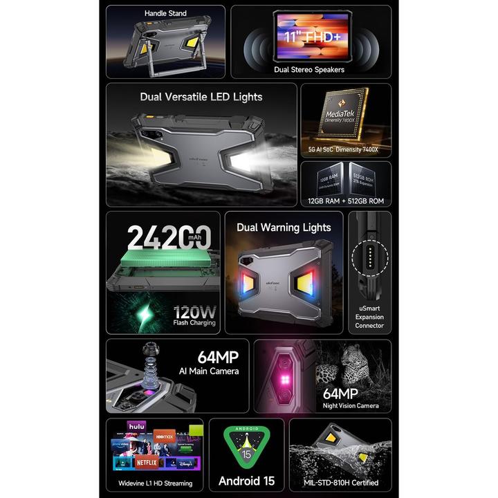 Actual product image Ulefone Armor Pad 5 Pro 5G Tablet, 512GB, black (5G, 11", 512 GB, Black, Black)