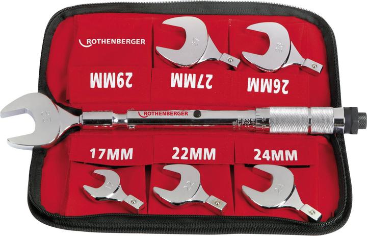 Actual product image Rothenberger Torque spanner set 7 pieces (3/8", 1/4", 1/2", 14 Nm, 77 Nm)