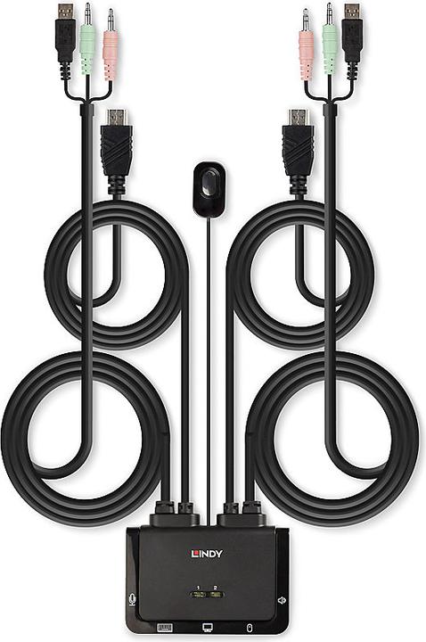 Produktbild Lindy HDMI KVM Switch 2 Port USB 2.0 Compact. HDMI 3D and compliant USB 2.0 Audio and Mic