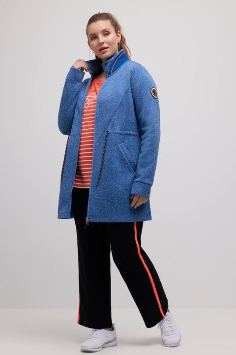 Produktbild Ulla Popken Long-Strickjacke, Tunnelzug, Stehkragen, 2-Wege-Zipper (46, 48)