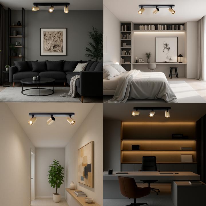 Produktbild Brilliant Plafondspot Marty GU10 3x5W 3000K - Zwart/Goudkleurig (345 lm, GU10)