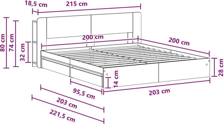 Produktbild vidaXL Bettrahmen (200 x 200 cm)