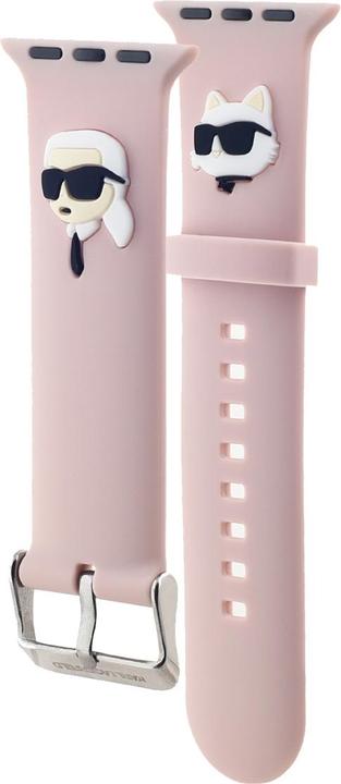 Produktbild Karl Lagerfeld Pasek KLAWLSLKCNP Apple Watch 42/44/45/49mm różowy/pink strap 3D Rubber Karl&Choupett (22 mm, Silikon, Stahl)