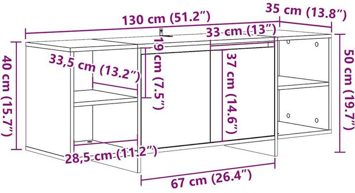 Image du produit vidaXL TV Schrank Lowboard Fernsehschrank Fernsehtisch TV Möbel Altholz-Optik (130 x 35 x 50 cm)