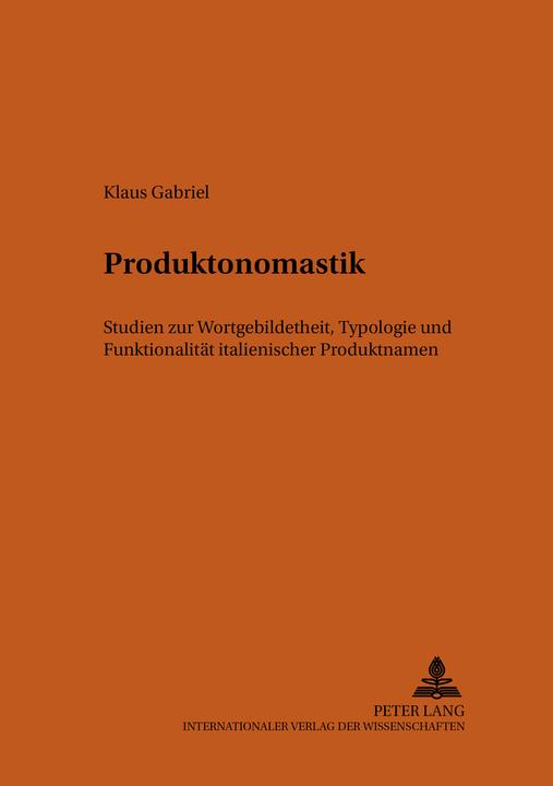 Produktbild Produktonomastik (Deutsch, Klaus Gabriel, 2003)