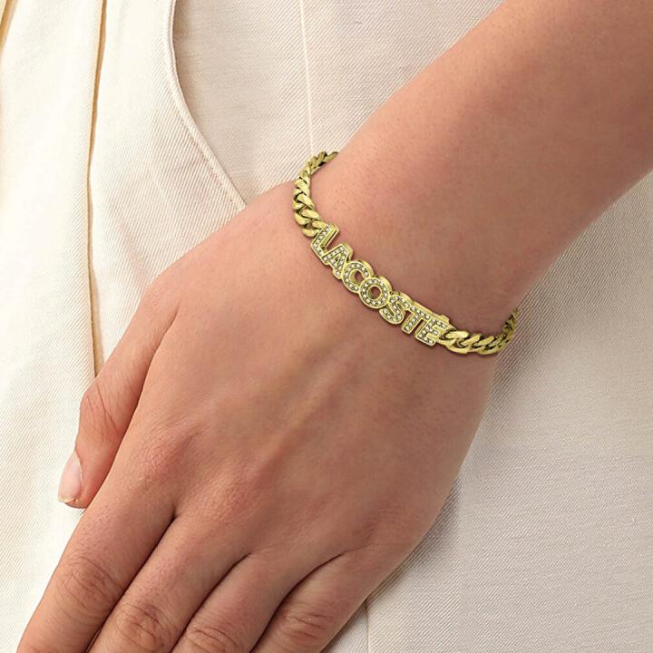 Actual product image Lacoste - Gold-plated womenÂ's steel bracelet Script 2040063 (Crystals, Stainless steel)