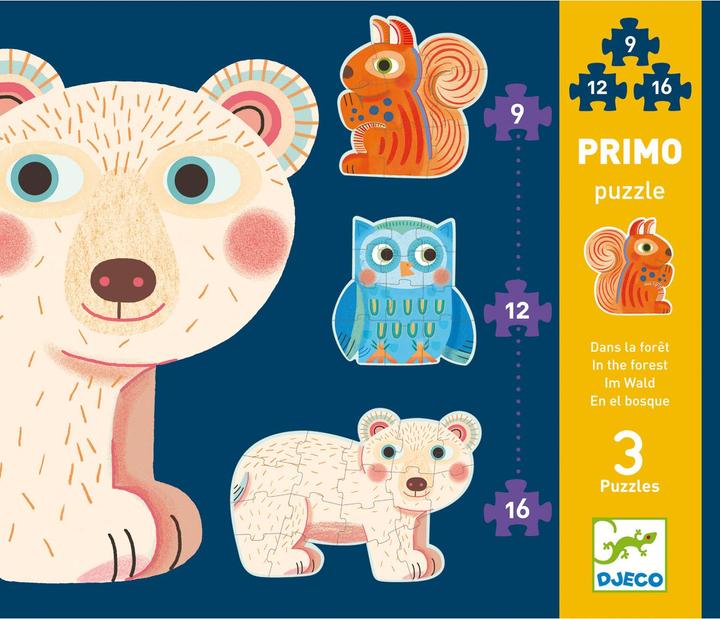 Immagine prodotto Djeco Primo puzzle Nella foresta 9/12/16 pezzi (37 pezzi)