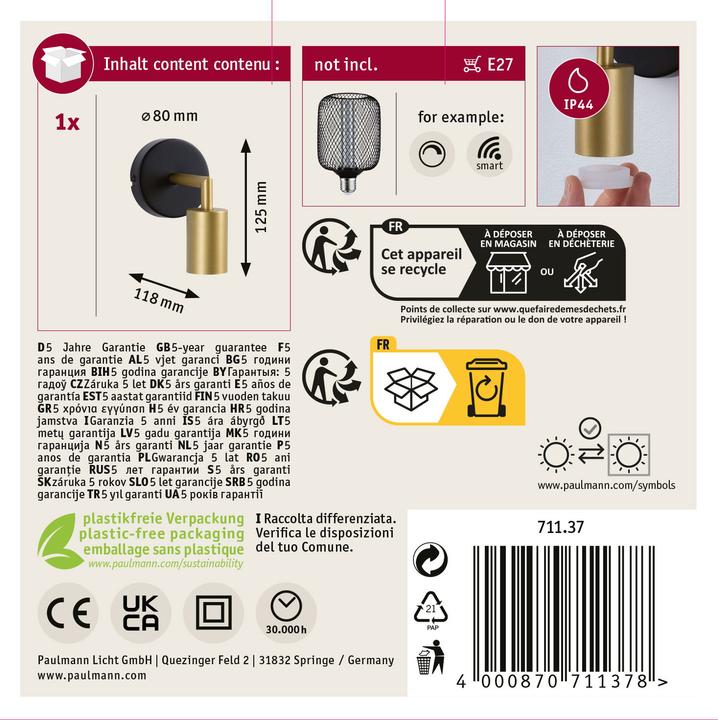 Actual product image Paulmann Ravi wall light (E27)