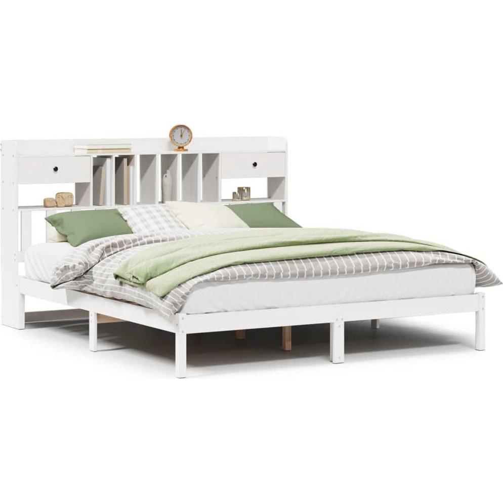 VidaXL, Bett, Massivholzbett Holzbett Bett Doppelbett Bettgestell Weiss 180x200cm Kiefer (180 x 200 cm)