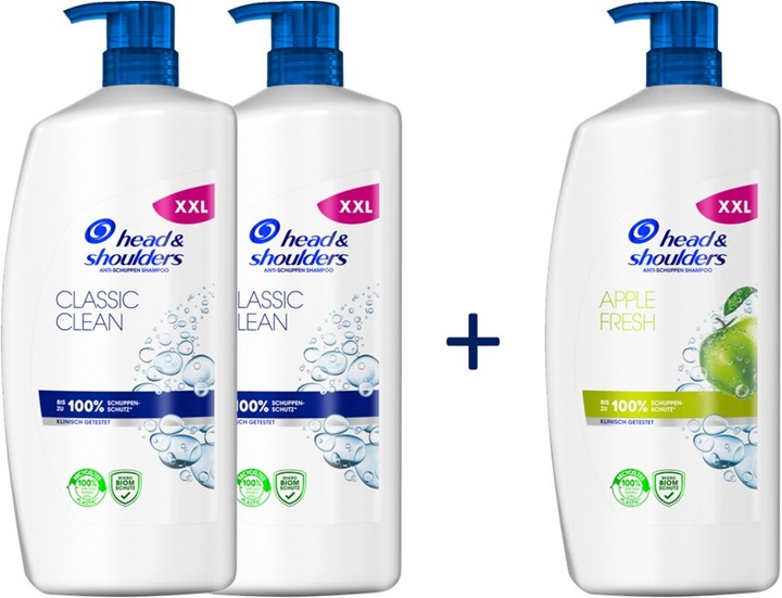 Actual product image Head & Shoulders Classic Clean + Apple Fresh value pack (3x900ml)