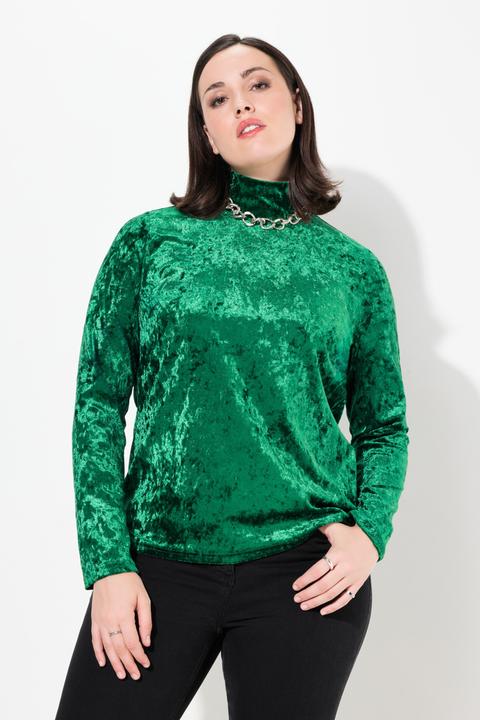 Produktbild Ulla Popken Samtshirt, Stehkragen, Slim, Langarm (58)