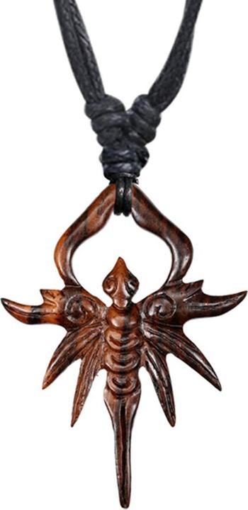 Image du produit Star Piercing Collier noir pendentif créature mythique volante en bois Narra (sans laiton, Organique)