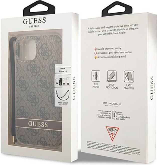 Produktbild Guess GUOHCP14SH4STW iPhone 14 6,1" brązowy/brown hardcase 4G Print Strap (Apple iPhone 14)