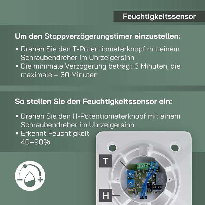 Produktbild Vent Systems Badlüfter mit Feuchtigkeitssensor & Timer (100 mm)