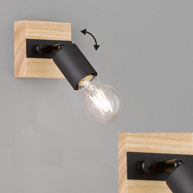 Produktbild FHL easy FHL Juris Wandleuchte im Industrial-Design, Wandlampe E27 schwarz Holz natur (E27)