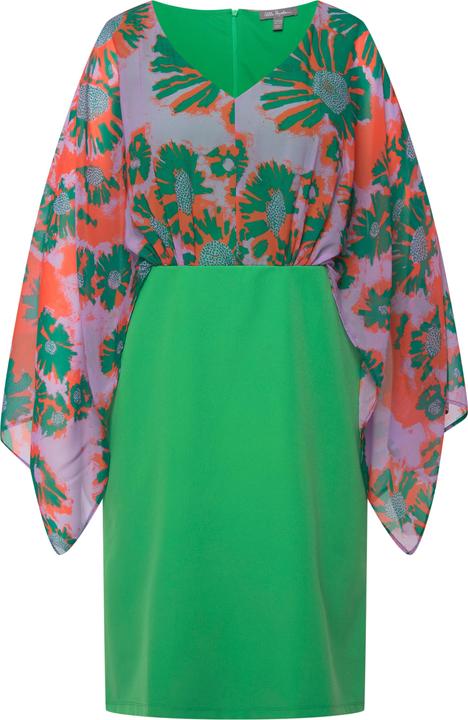 Immagine prodotto Ulla Popken Abito midi con corpino in chiffon, foglie, scollo a V e maniche lunghe (46, 48)